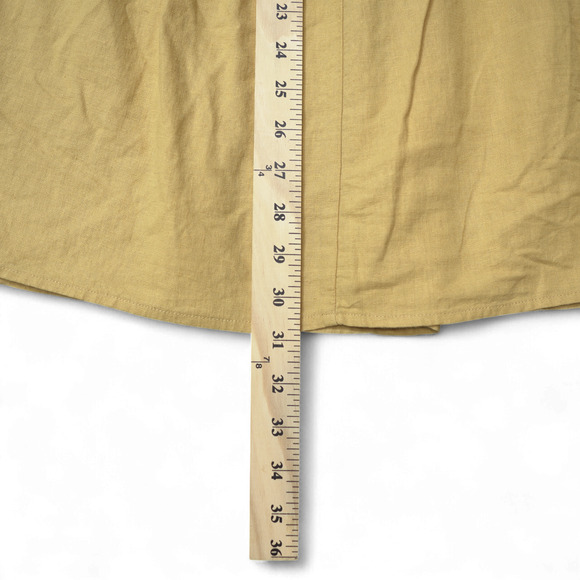 Matty M Tiered Midi Skirt Mustard Yellow Sz L Linen Blend Feminine Boho Pockets - Picture 7 of 9